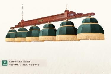 Бильярдный светильник коллекция Барон, 6 плафонов (пл. София, ясень)